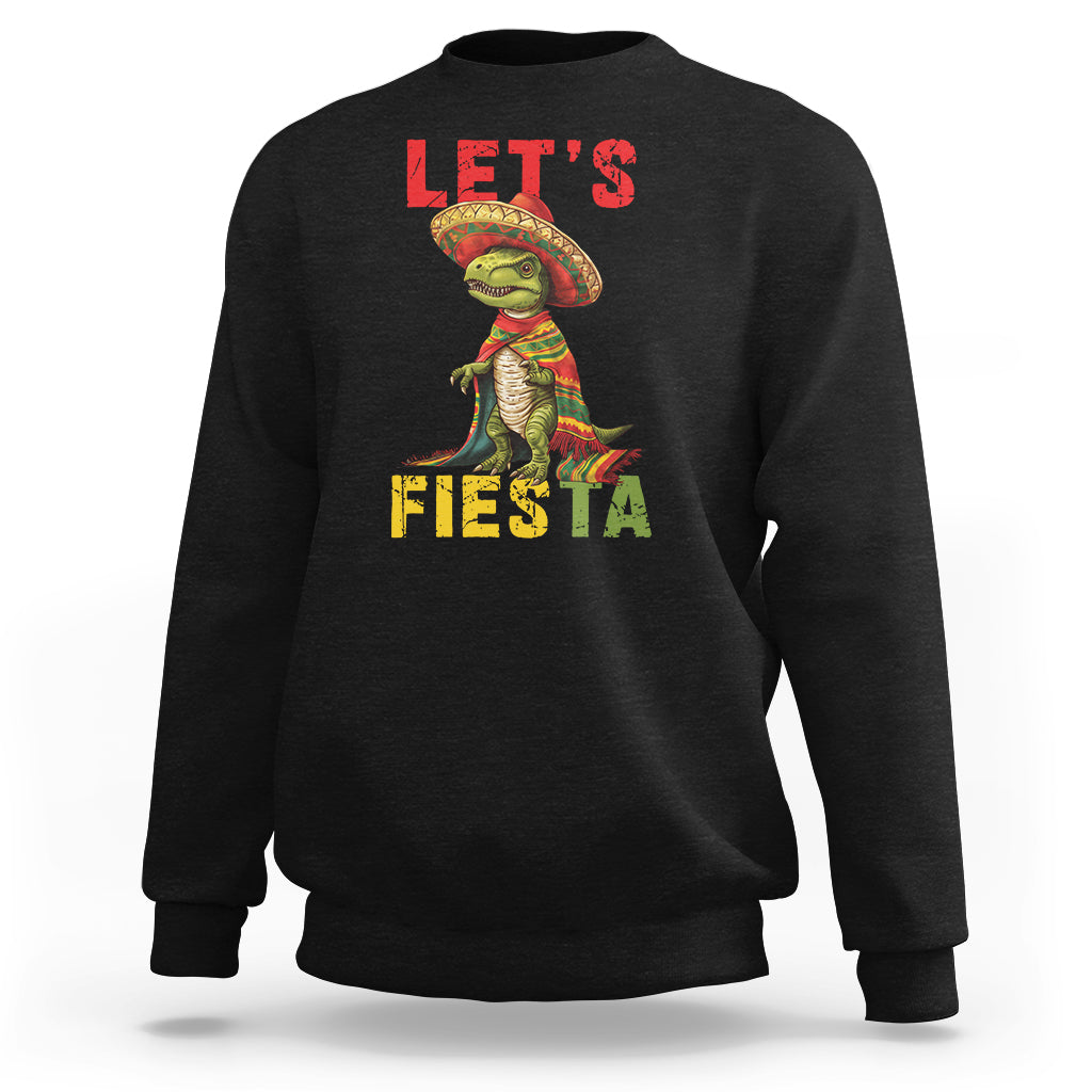 Toddler boys black sweatshirt with dinosaur "Let's Fiesta" graphic, long sleeves
