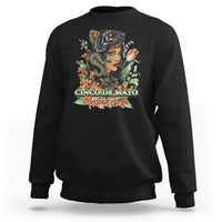 Black crewneck sweatshirt with colorful Cinco de Mayo graphic on front