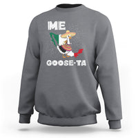 Gray crewneck sweatshirt with colorful goose graphic and 'GOOSE-TA' text