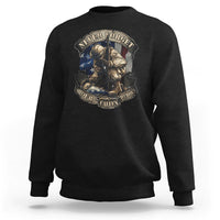 Black veteran sweatshirt with memorial soldier emblem graphic on front