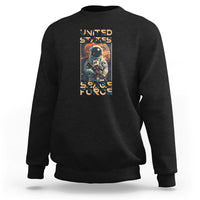 Black sweatshirt with astronaut “United States Space Force” graphic