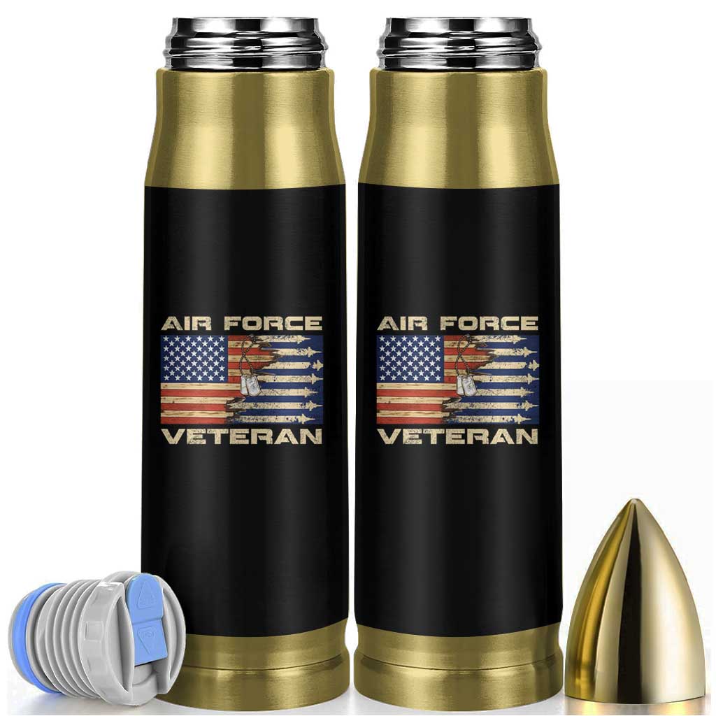 Air Force Veteran Bullet Tumbler American Flag Dog Tag