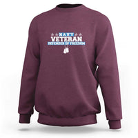 Maroon crewneck sweatshirt with “Veteran Defender of Freedom” chest graphic
