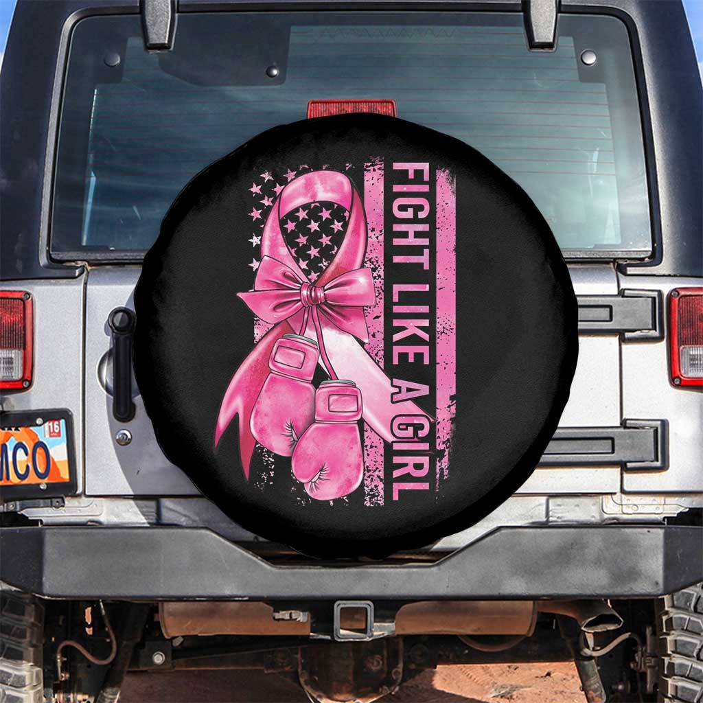 Breast Cancer Spare Tire Cover Fight Like A Girl Pink American Flag