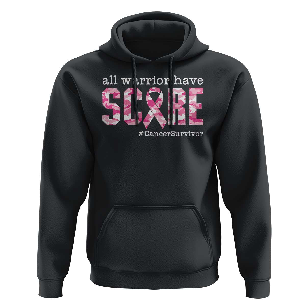 Breast Cancer Hoodie All Warriors Have Scars Millitary Camouflage - Wonder Print Shop