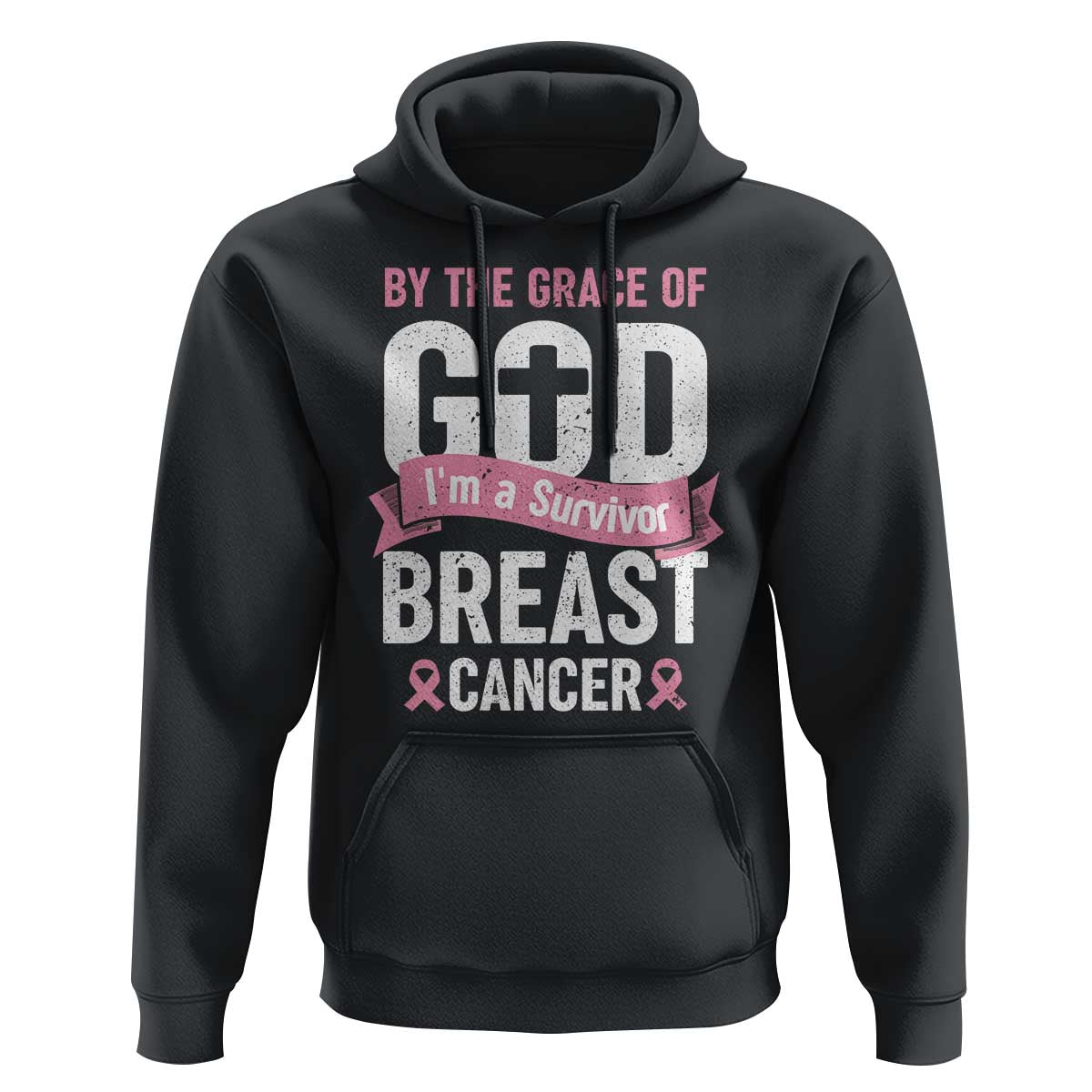 Breast Cancer Hoodie By The Grace Of God I'm A Survivor - Wonder Print Shop