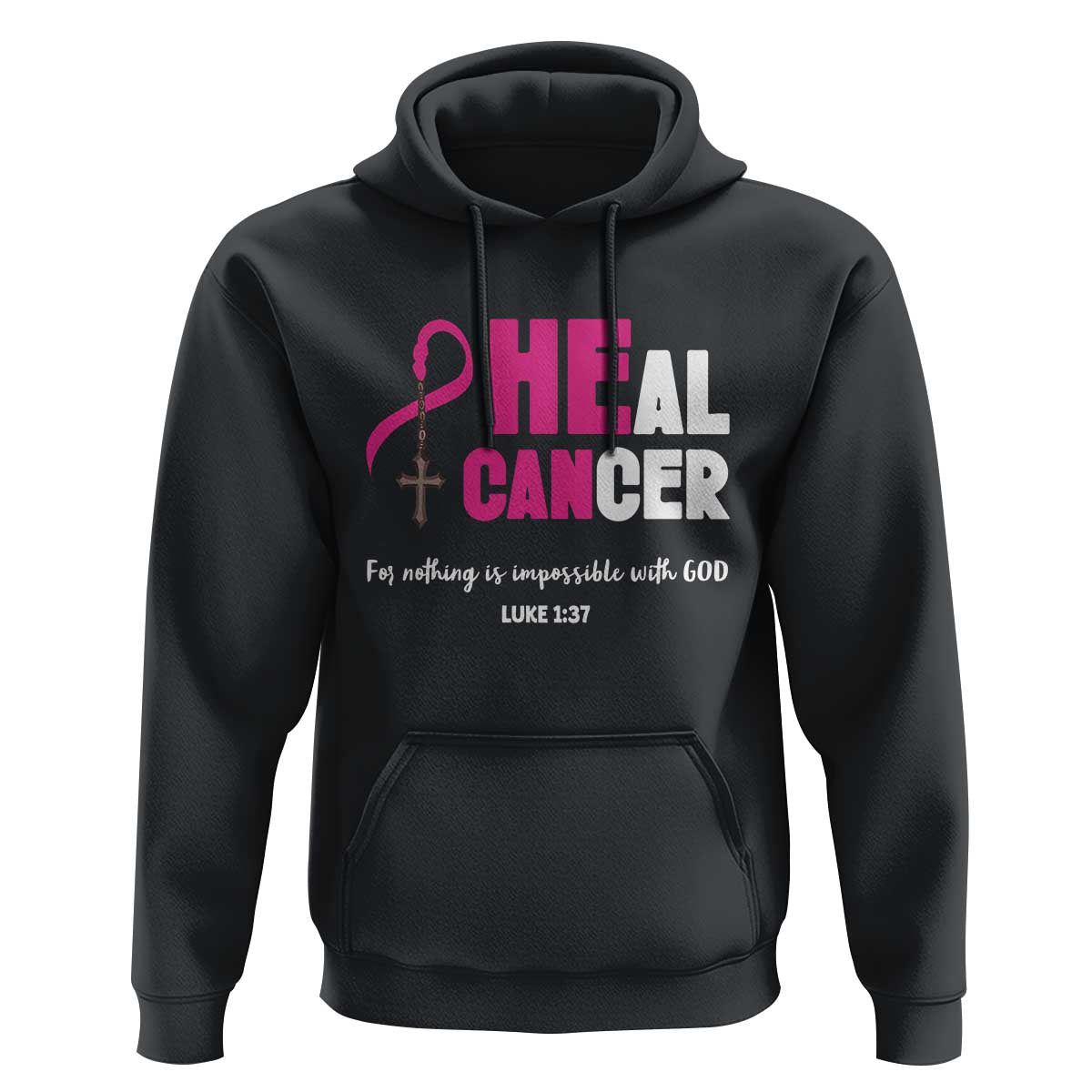 Male Breast Cancer Hoodie He Can Heal Cancer Christian - Wonder Print Shop