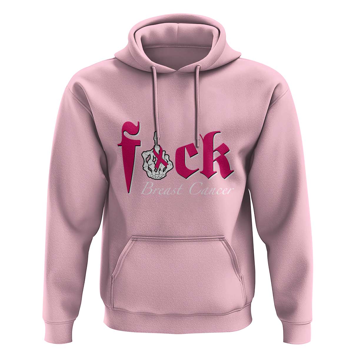 Pink Breast Cancer Hoodie Fuck Cancer Skeleton Hand - Wonder Print Shop