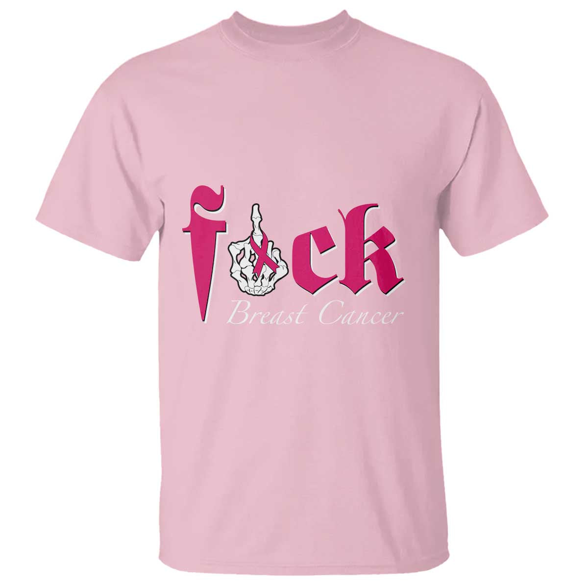 Pink Breast Cancer T Shirt Fuck Cancer Skeleton Hand - Wonder Print Shop