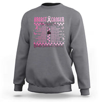 Charcoal gray crewneck sweatshirt with pink breast cancer ribbon and text graphic
