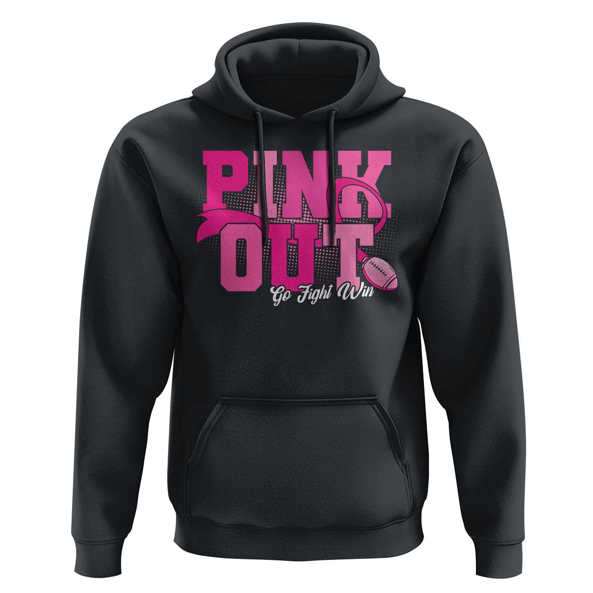 Breast Cancer Hoodie Pink Out Go Fight Win American Football - Wonder Print Shop