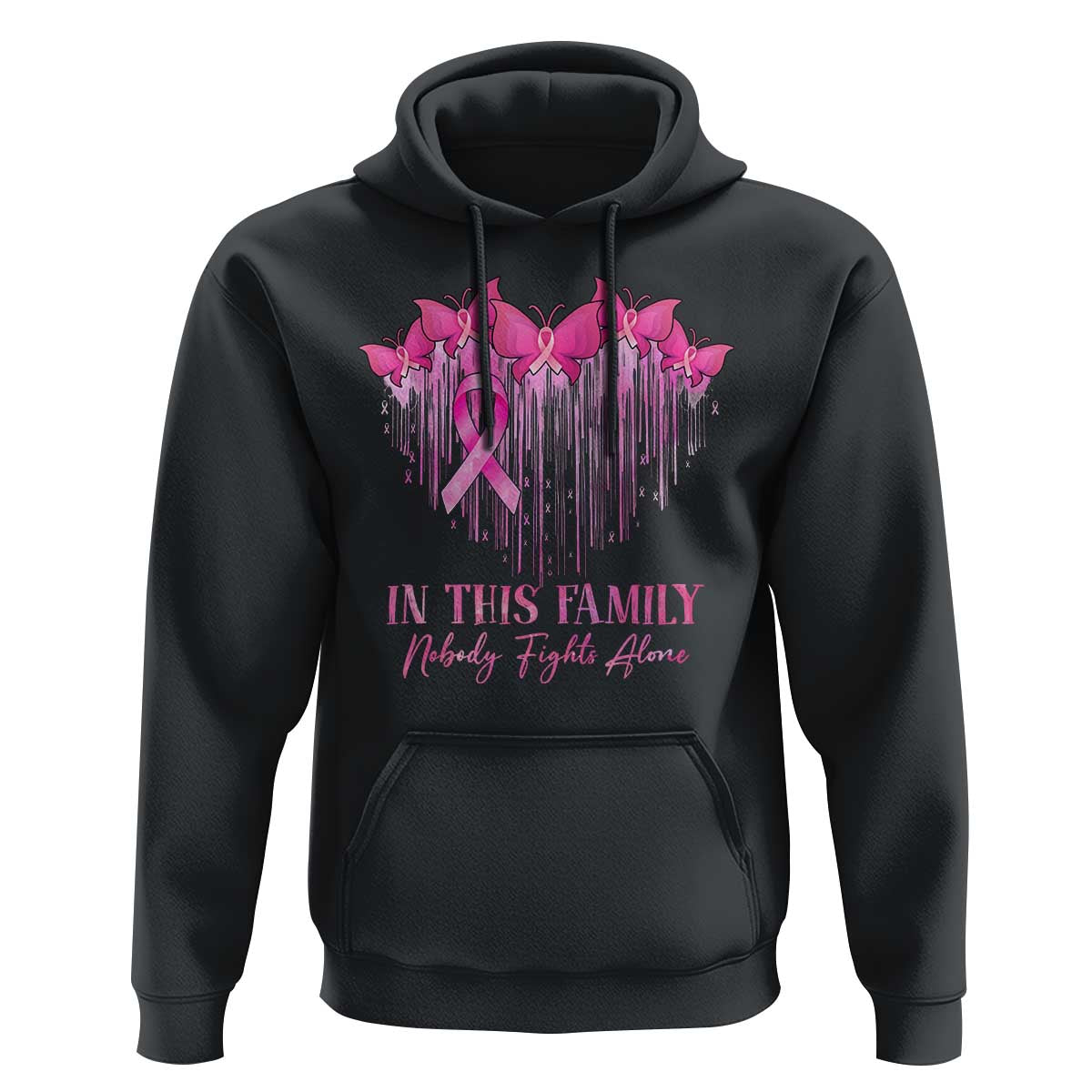 Breast Cancer Hoodie In This Family Nobody Fights Alone - Wonder Print Shop