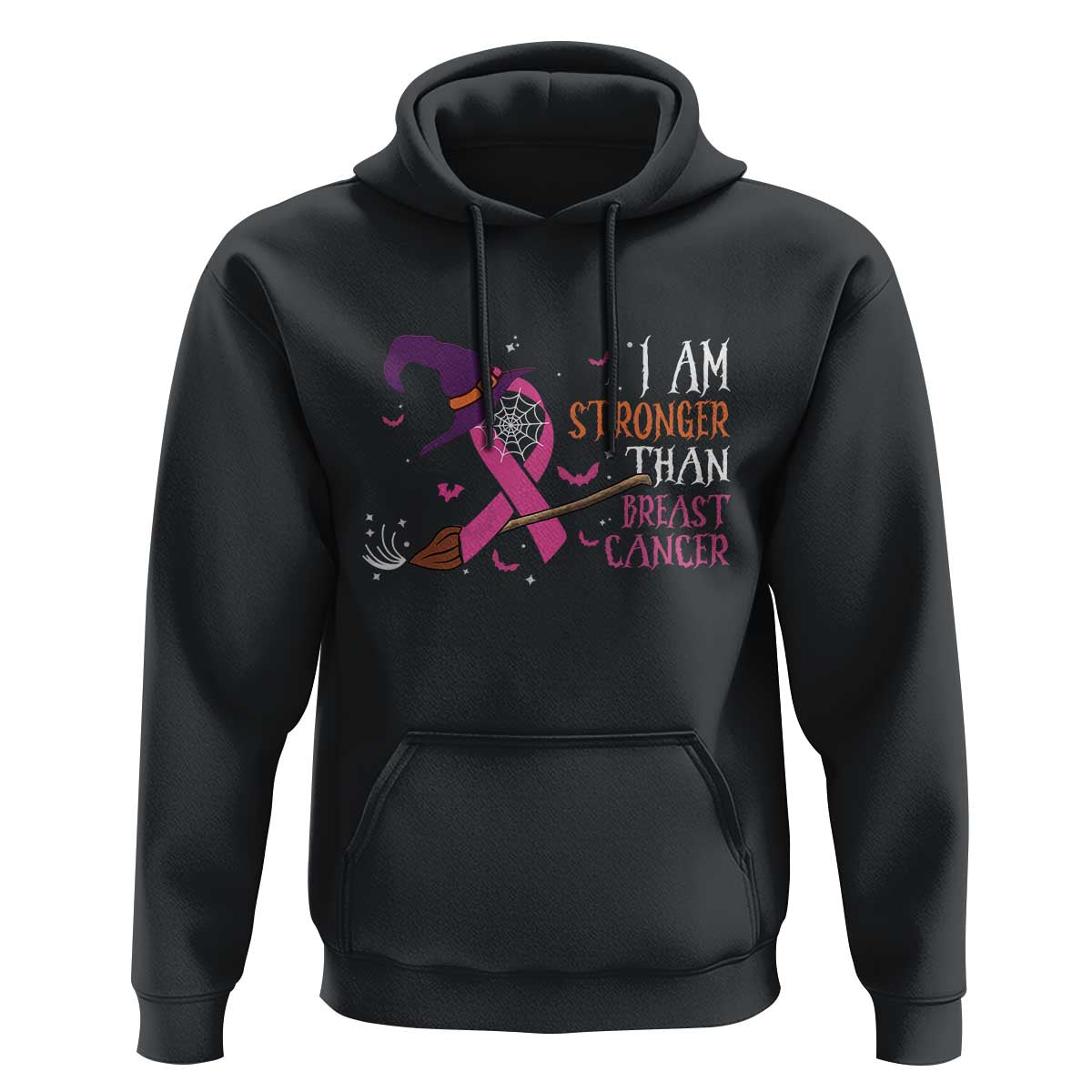 I Am Stronger Than Breast Cancer Halloween Witch Hoodie - Wonder Print Shop