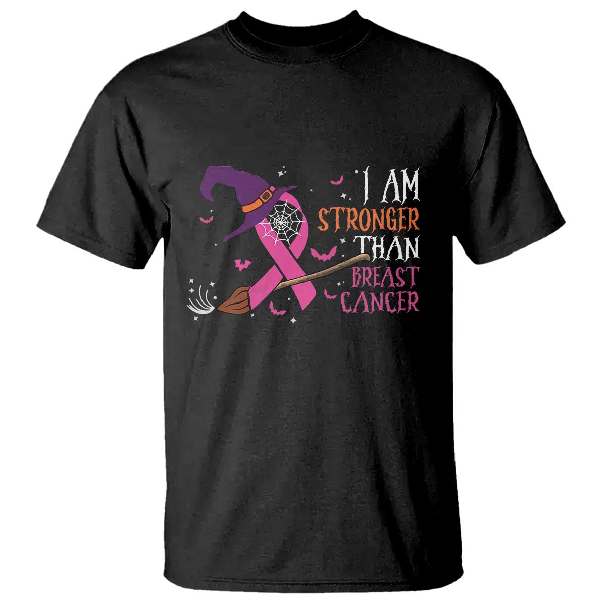 I Am Stronger Than Breast Cancer Halloween Witch T Shirt - Wonder Print Shop