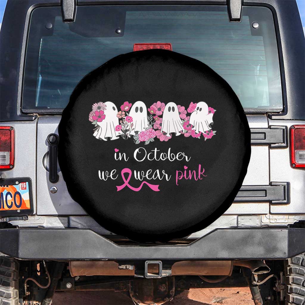 Pink Breast Cancer Spare Tire Cover In October We Wear Pink Pink Ghost Halloween