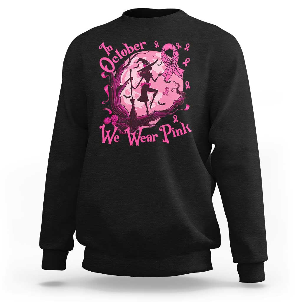 Breast cancer awareness Halloween sweatshirt in black with pink front graphic