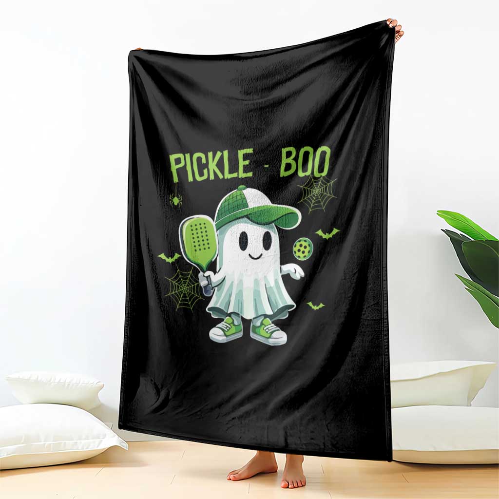Halloween Pickleball Throw Blanket Pickle Boo Cute Ghost - Wonder Print Shop