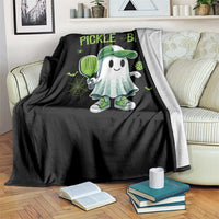 Halloween Pickleball Throw Blanket Pickle Boo Cute Ghost - Wonder Print Shop