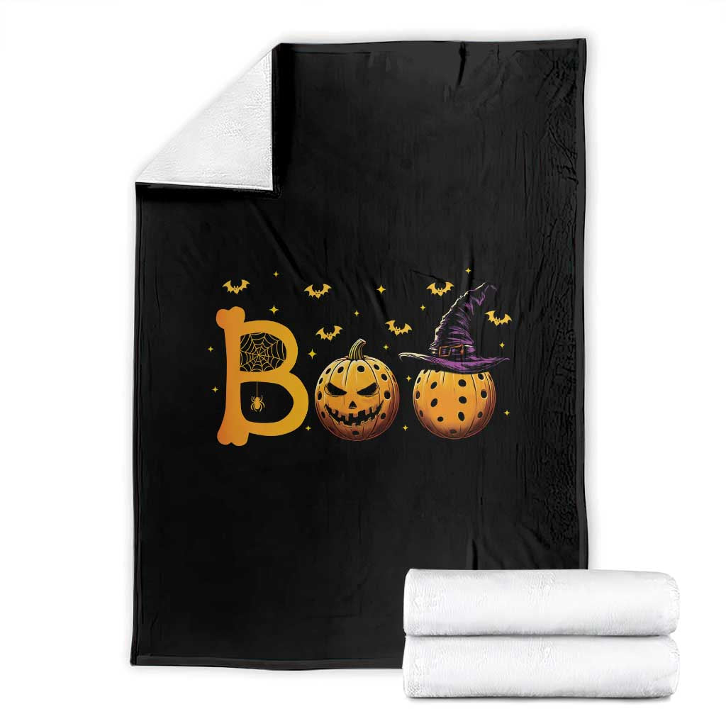 Halloween Pickleball Throw Blanket Boo Pickle Ball Witch Pumpkin - Wonder Print Shop
