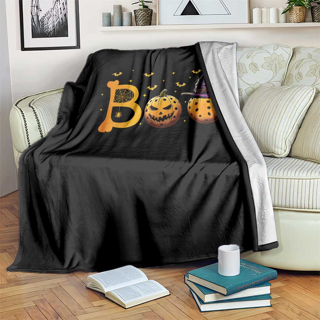 Halloween Pickleball Throw Blanket Boo Pickle Ball Witch Pumpkin - Wonder Print Shop