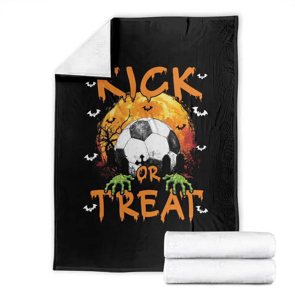 Halloween Soccer Throw Blanket Kick Or Treat Spooky Season - Wonder Print Shop
