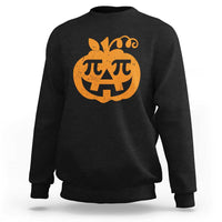 Black sweatshirt with orange pumpkin pi math teacher graphic