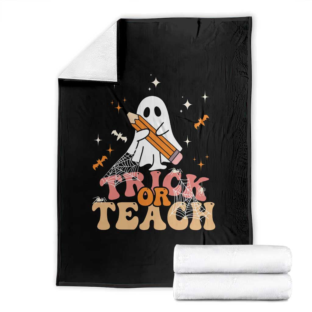 Teacher Halloween Throw Blanket Trick Or Teach Ghost - Wonder Print Shop