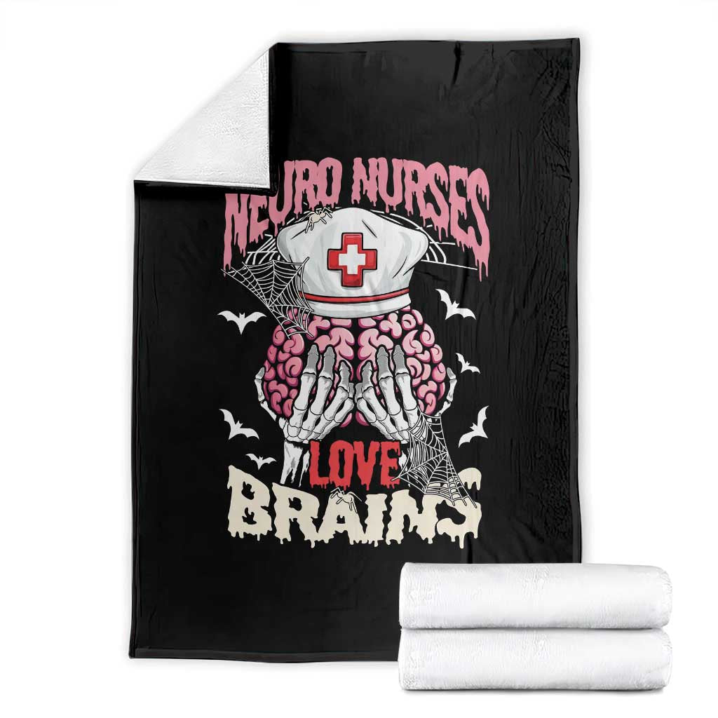 Nurse Halloween Throw Blanket Neuro Nurses Love Brains Skeleton - Wonder Print Shop