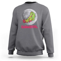 Charcoal Halloween sweatshirt with zombie hand graphic and 'GABAGHOUL' text on front