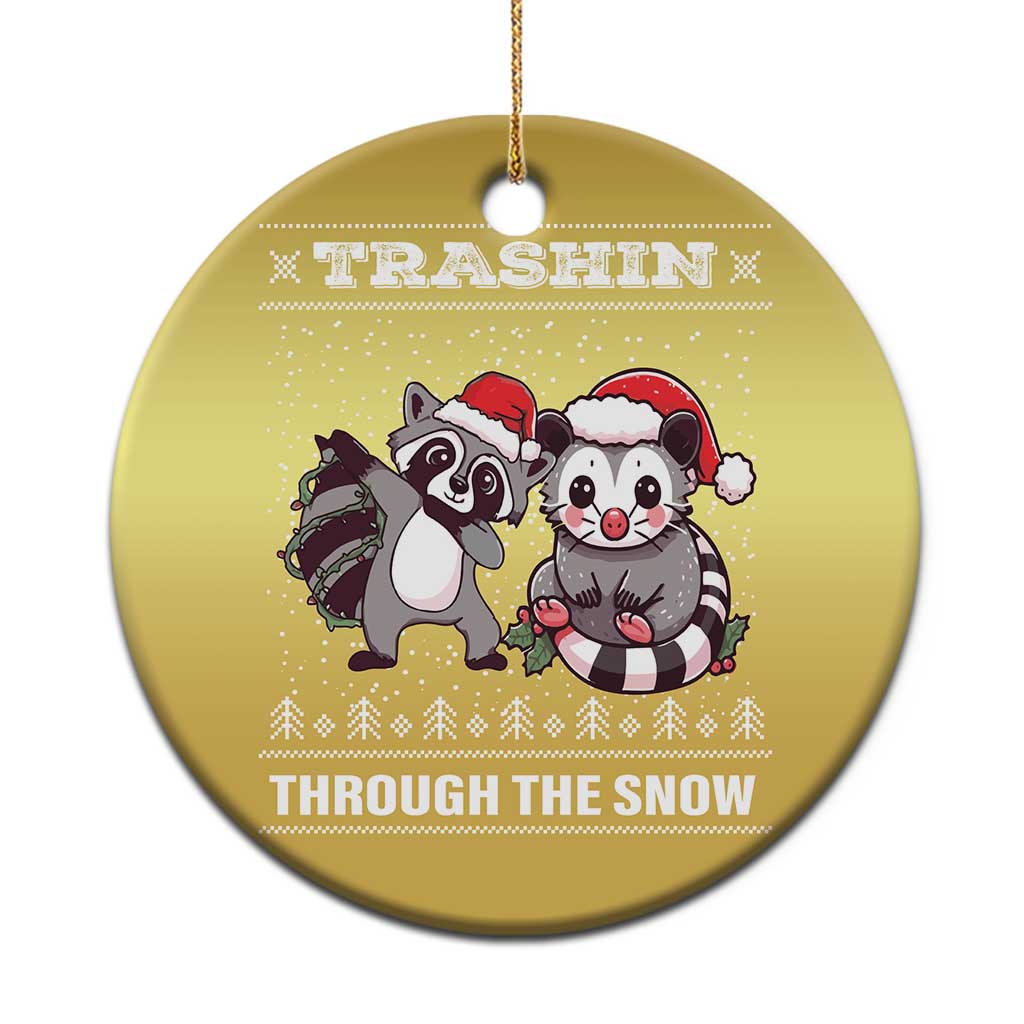 Funny Opossum Raccoon Xmas Christmas Ornament Trashin Through The Snow Garbage Gang - Wonder Print Shop