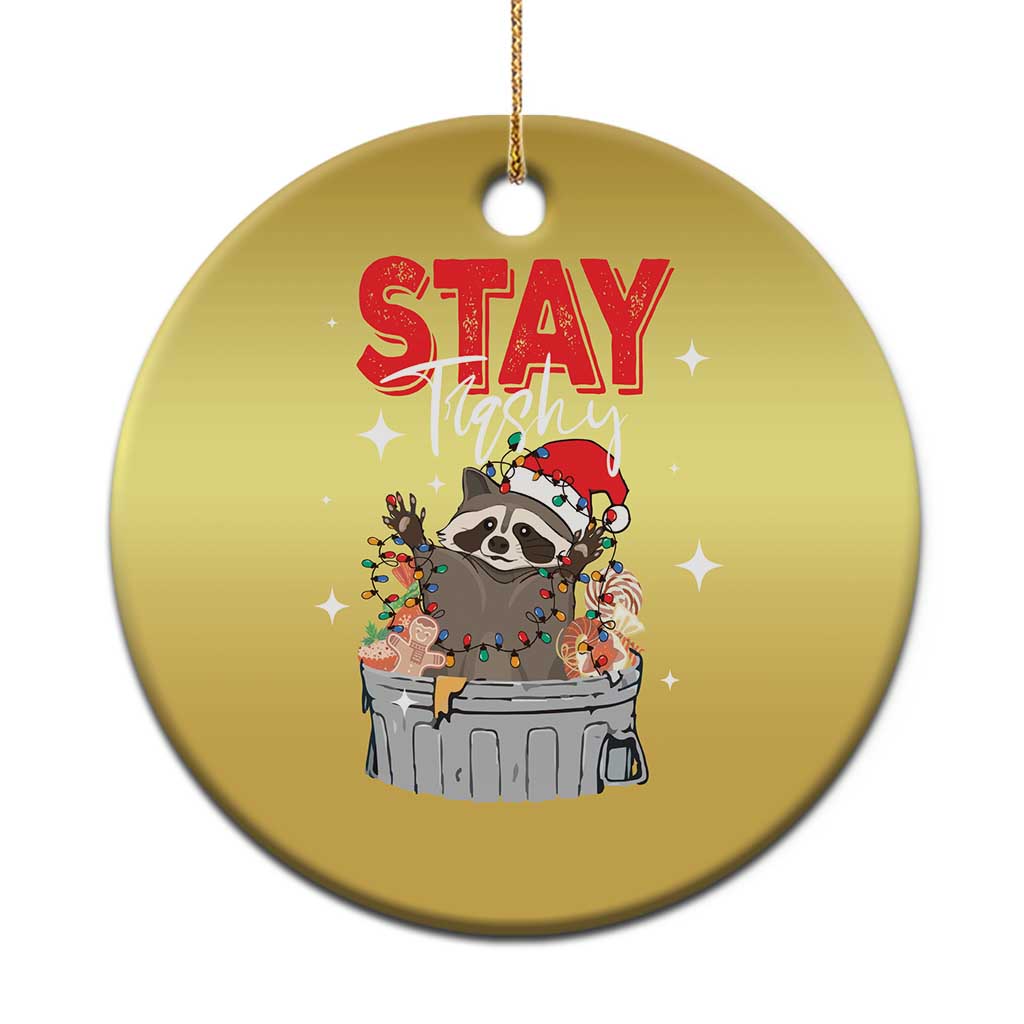 Funny Raccoon Xmas Christmas Ornament Stay Trashy Garbage Trashin Santa Hat - Wonder Print Shop