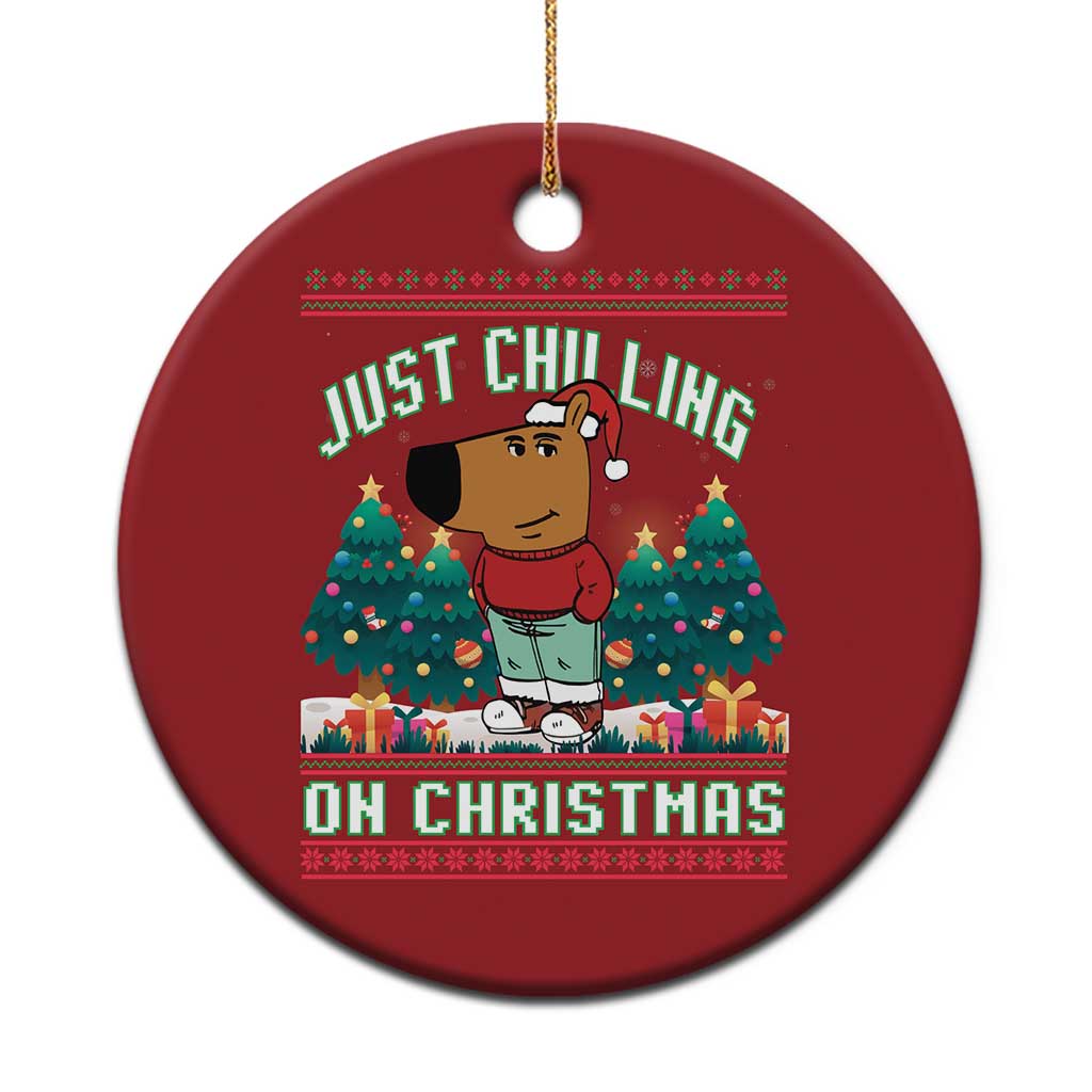 Funny Chillin Guy Just Chilling On Christmas Viral Meme Christmas Ornament - Wonder Print Shop