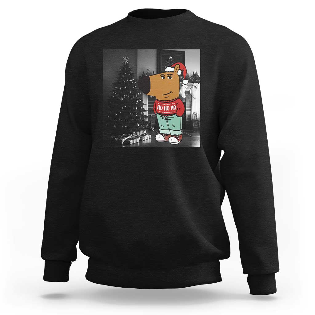Black crewneck sweatshirt with Christmas character graphic on front