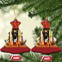 Two red bell ornaments with gold loops, DIDDY'S HOME graphic, FRONT and BACK sides shown