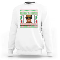 White crewneck sweatshirt with festive 'Diddy's Home' graphic front
