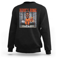 Black crewneck sweatshirt with DIDDY'S HOME back graphic