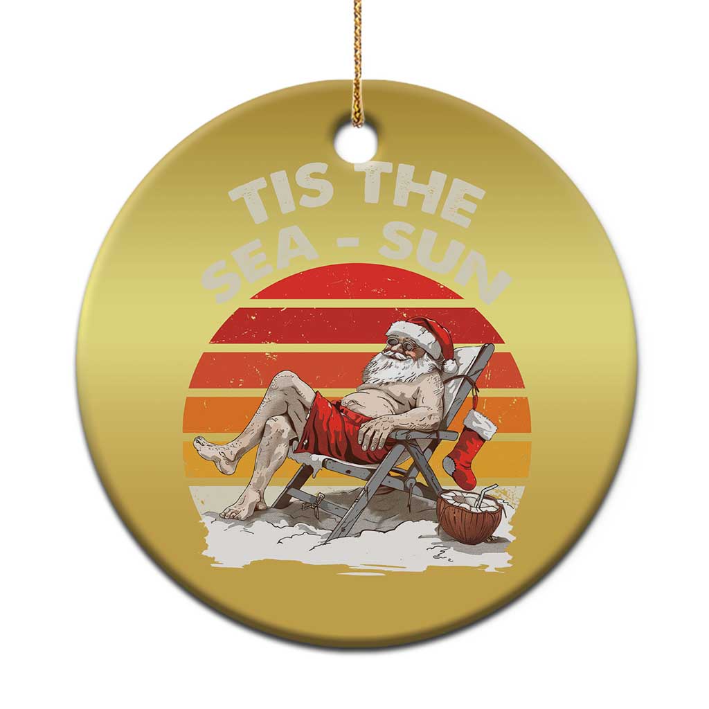 Tropical Xmas Christmas Ornament Tis The Sea Sun Santa At The Beach - Wonder Print Shop