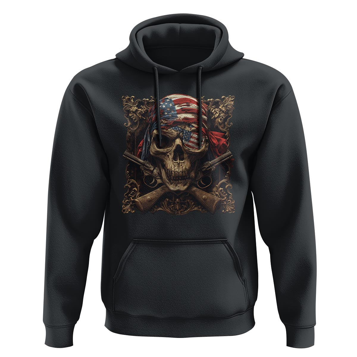 Funny Pirate 4th Of July Hoodie Patriotic America Flag Skull - Wonder Print Shop