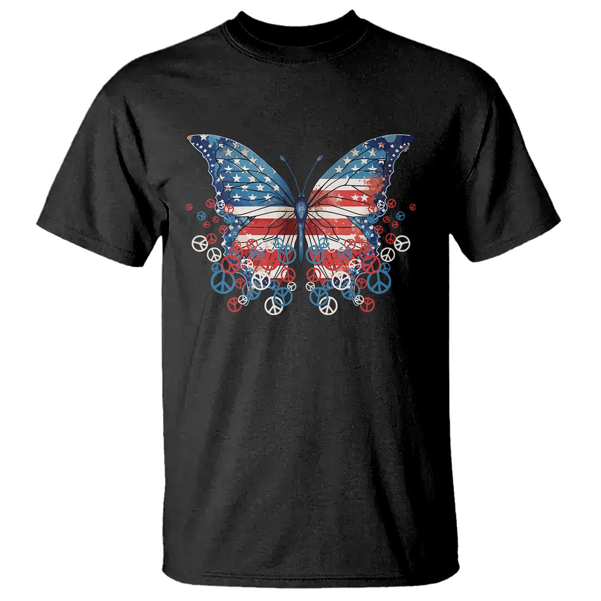 4th Of July T Shirt Butterfly Patriotic Peace Signs - Wonder Print Shop