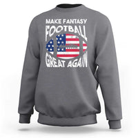 Charcoal crewneck sweatshirt with 'Make Fantasy Football Great Again' flag graphic