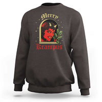 Charcoal Krampus sweatshirt with Merry Krampus graphic on the front