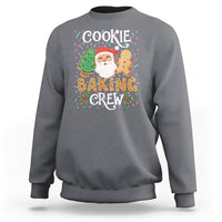Charcoal crewneck sweatshirt with Cookie Baking Crew graphic, Santa and gingerbread print.