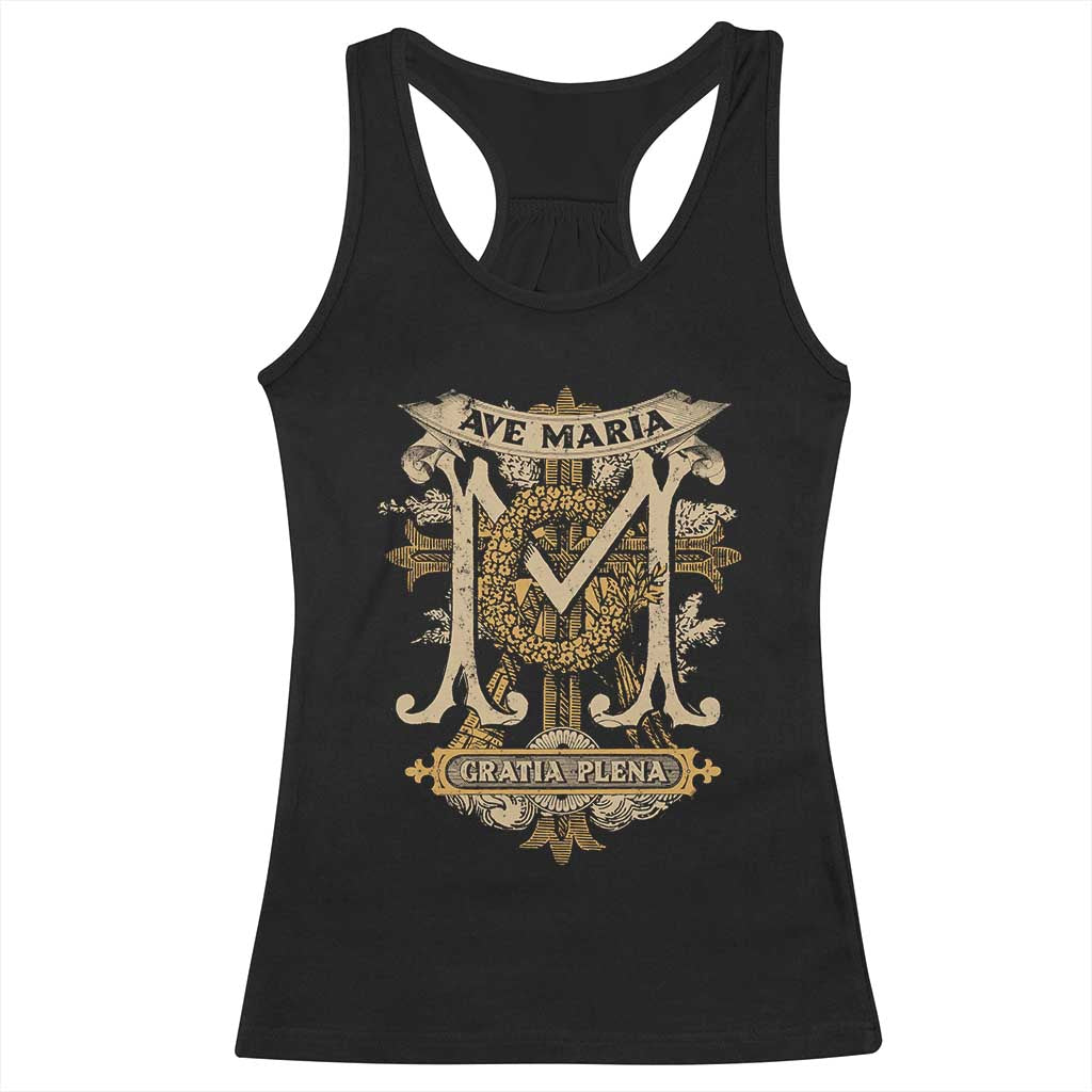 Ave Maria Racerback Tank Top Gratia Plena Blessed Mother Mary Hail