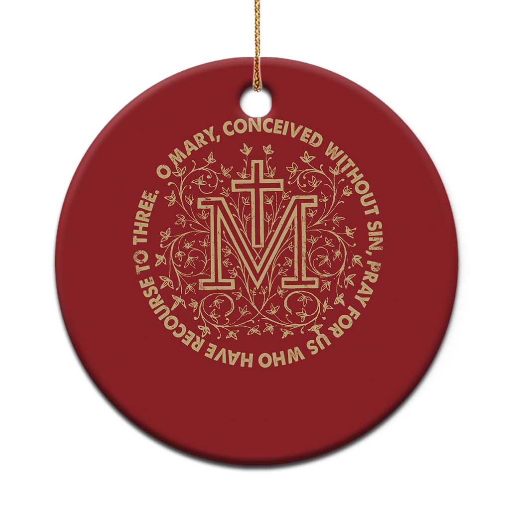 Marian Catholic Ave Maria Christmas Ornament Miraculous Medal Blessed Mother Mary Hail - Wonder Print Shop