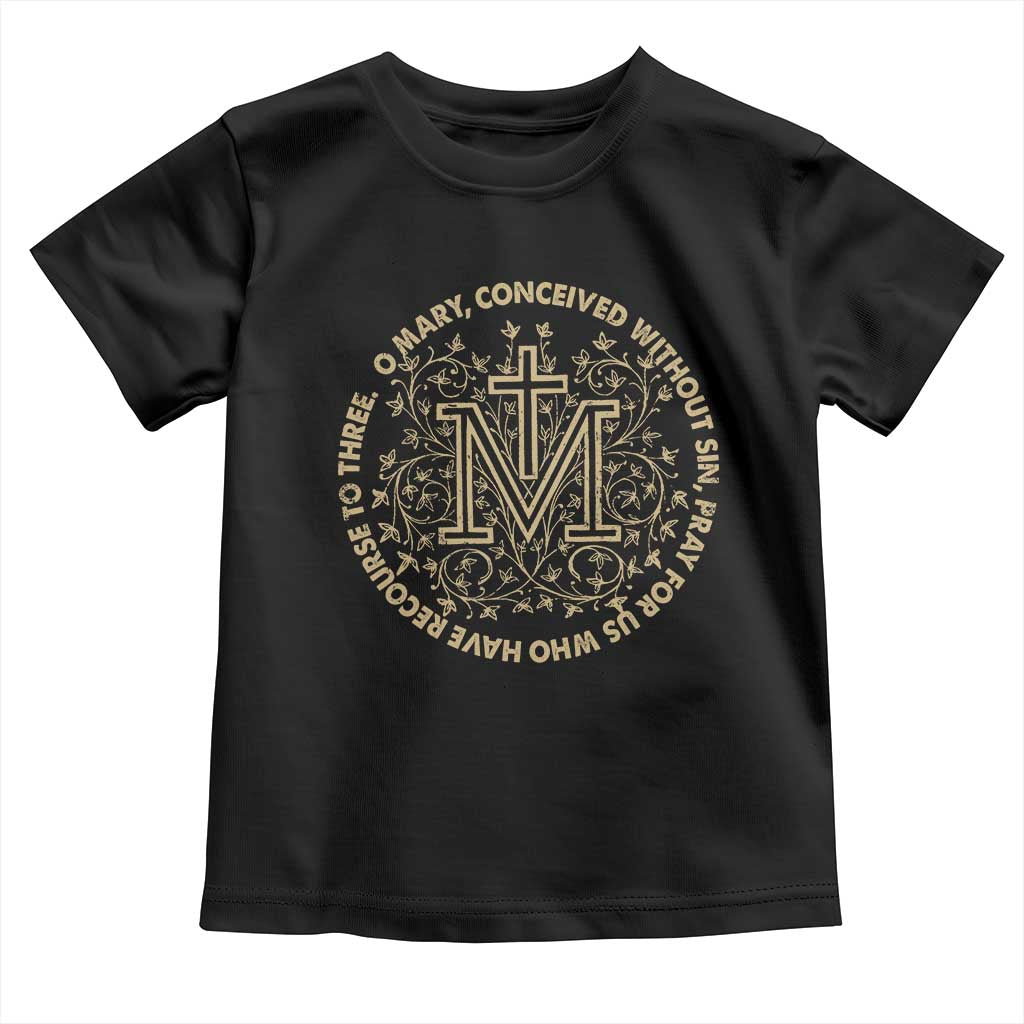 Marian Catholic Ave Maria Toddler T Shirt Miraculous Medal Blessed Mother Mary Hail