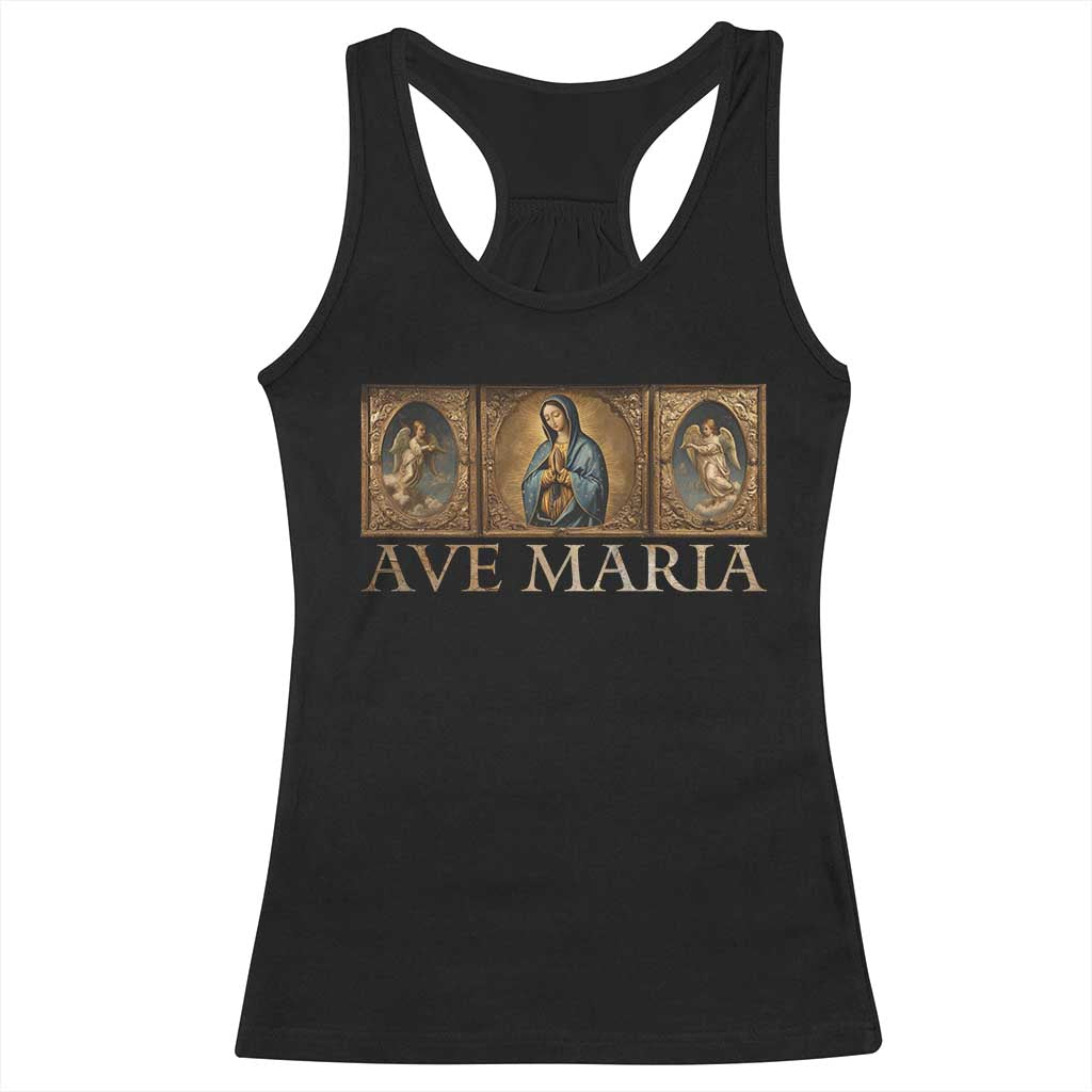 Marian Catholic Ave Maria Racerback Tank Top Vintage Aesthetic Blessed Mother Mary Hail