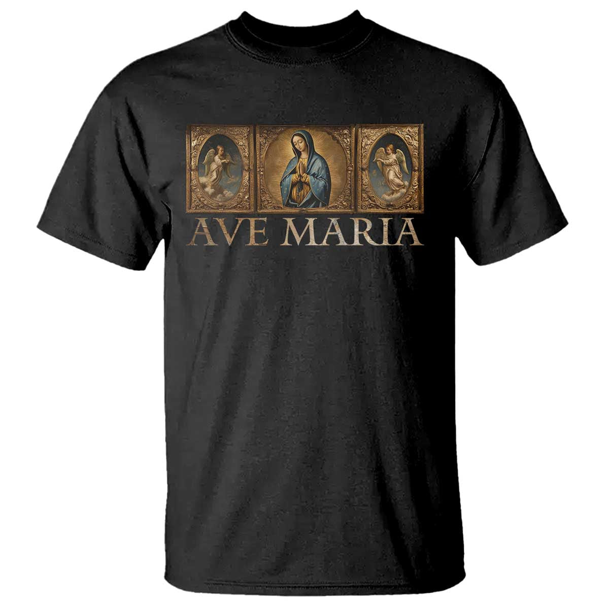 Marian Catholic Ave Maria T Shirt Vintage Aesthetic Blessed Mother Mary Hail - Wonder Print Shop