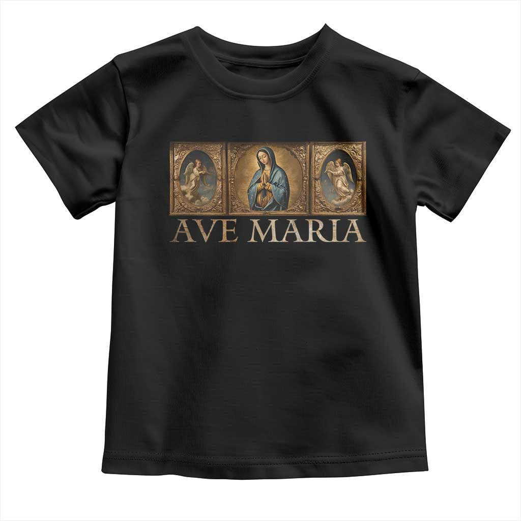 Marian Catholic Ave Maria Toddler T Shirt Vintage Aesthetic Blessed Mother Mary Hail