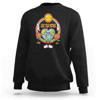 Earth Day sweatshirt, black crewneck with colorful Love Your Mother Earth graphic