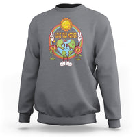 Earth Day sweatshirt, charcoal crewneck with colorful Love Your Mother Earth graphic